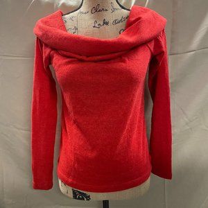 Zara red long sleeve, off shoulder blouse, layered collar, size large